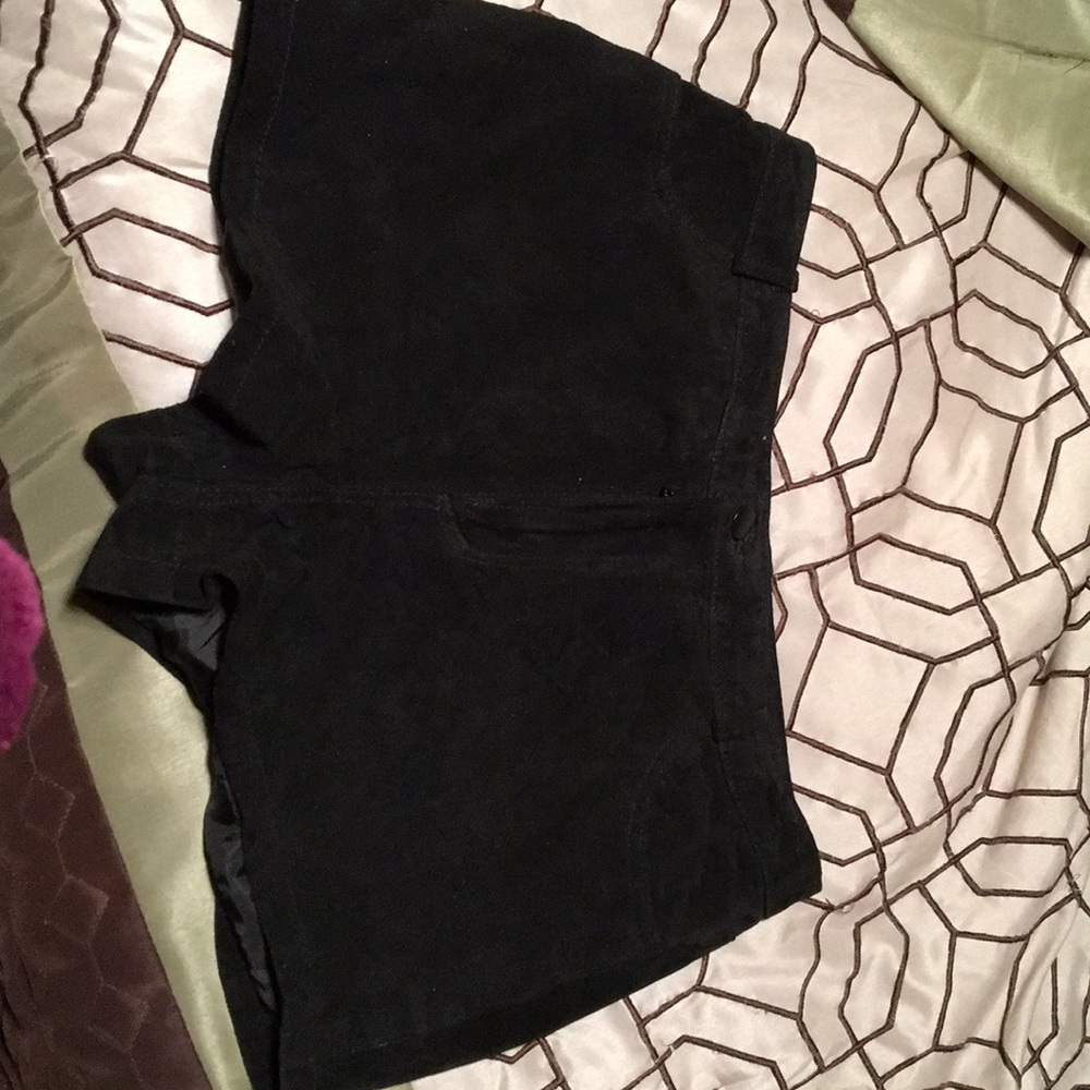 Black suede shorts